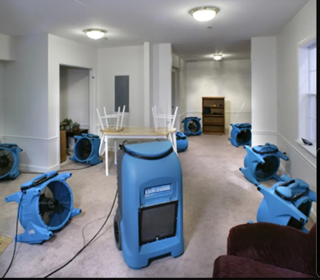 Air movers and dehumidifier setup for Water Extraction & Removal in Rhinebeck